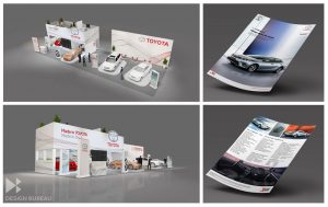 Exhibition stand concept and flyer design for Toyota Mauritius